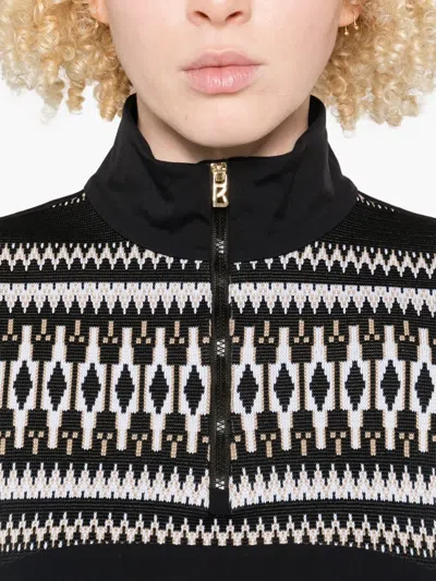 Bogner Jelissa Fair Isle Jacquard-trimmed Stretch-jersey Base Layer In Black
