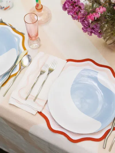 Misette Scalloped Embroidered Placemats (set Of Four) In Brown