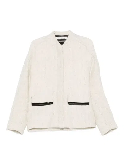 Mark Kenly Domino Tan Herringbone-pattern Pocket Jacket In Neutral