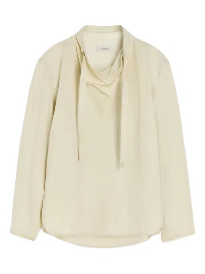 Lemaire High-neck Drawstring Blouse In Neutral