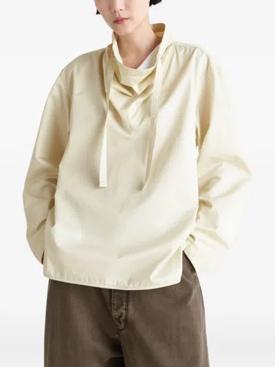 Lemaire High-neck Drawstring Blouse In Neutral