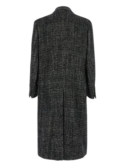 Dolce & Gabbana Double-breasted Long Coat Side Pockets In Gray