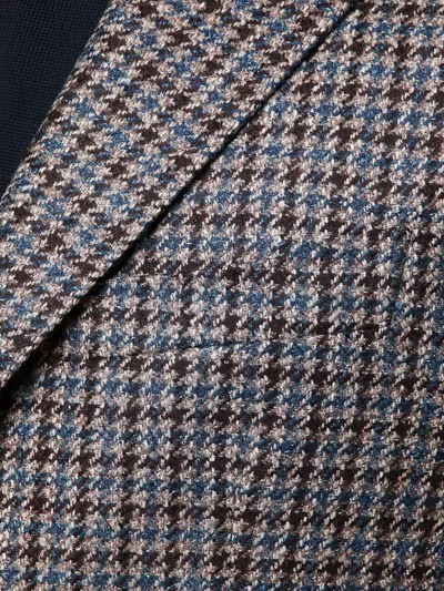 Tagliatore Beige/light Blue Patterned Single-breasted Jacket In Gray