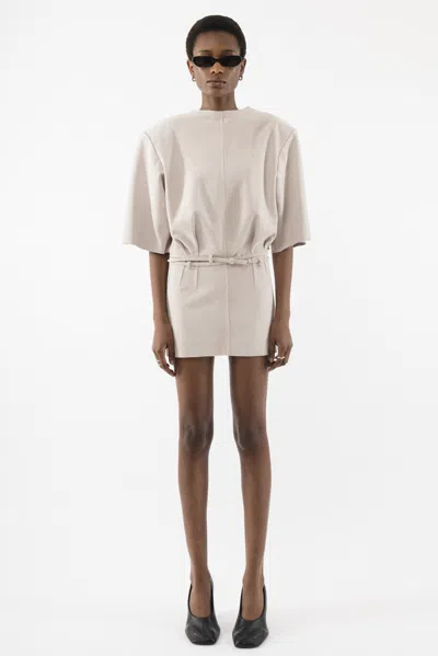 Arakii Belted Suede Dress In White
