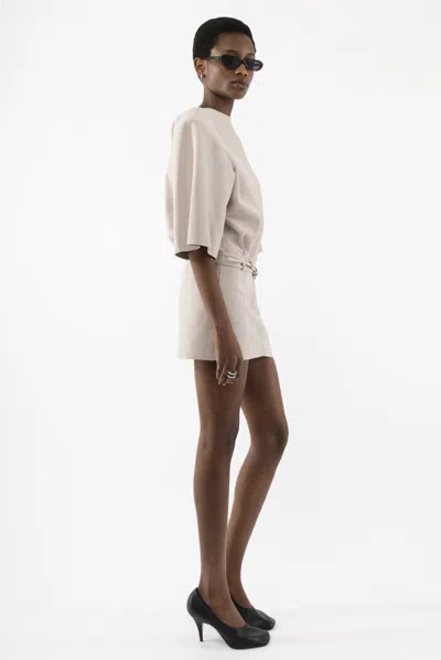 Arakii Belted Suede Dress In White