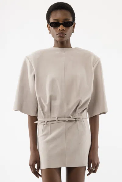 Arakii Belted Suede Dress In White