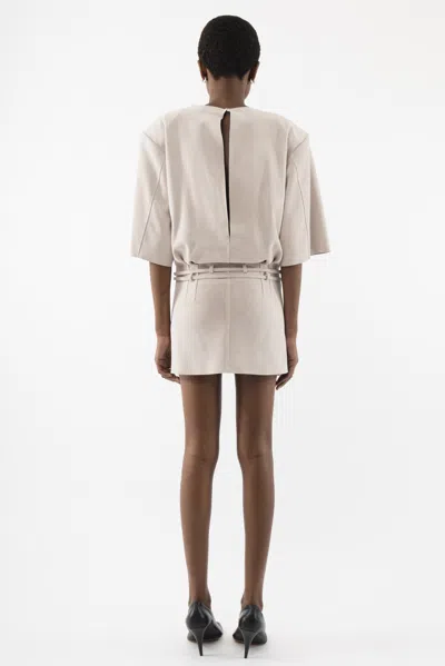 Arakii Belted Suede Dress In White