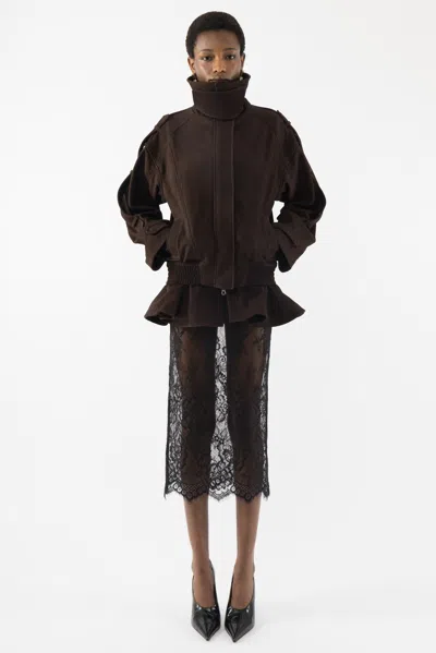 Arakii Leather Biker Jacket In Brown