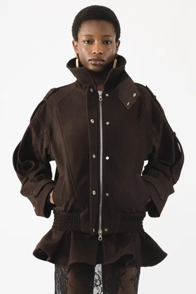 Arakii Leather Biker Jacket In Brown