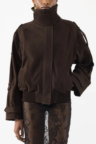 Arakii Leather Biker Jacket In Brown