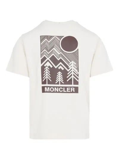 Moncler Cotton T-shirt With Embossed Logo Grenoble Clothing In White