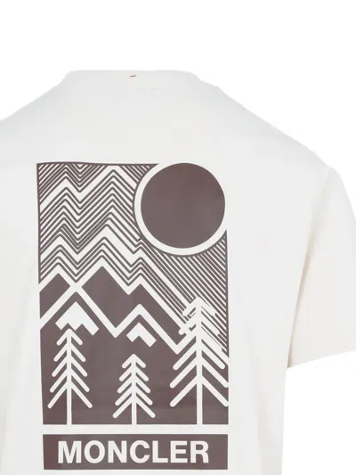 Moncler Cotton T-shirt With Embossed Logo Grenoble Clothing In White