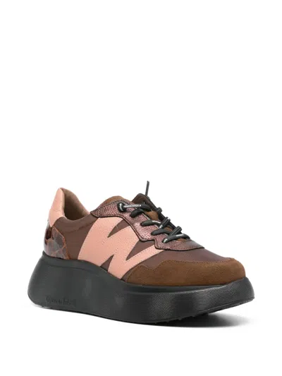 Wonders Leather Panelled Platform Sneakers In Brown