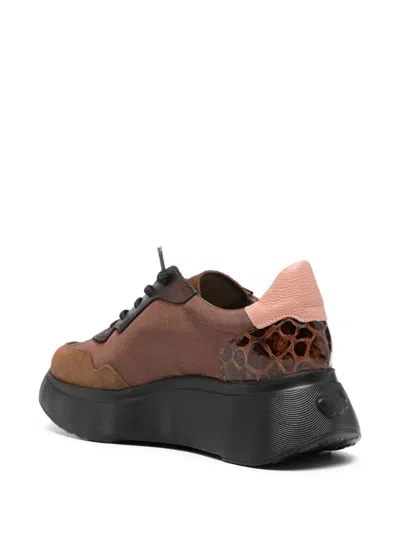 Wonders Leather Panelled Platform Sneakers In Brown
