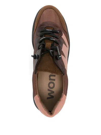 Wonders Leather Panelled Platform Sneakers In Brown