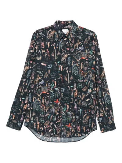 Paul Smith Tailored-fit Navy 'little Beasts' Print Shirt Blue In Multi