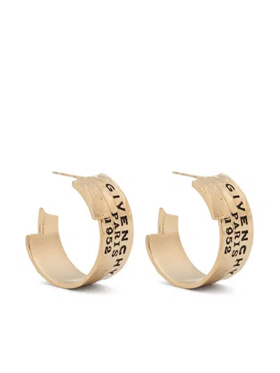 Givenchy Logo-engraved Hoop Earrings In Gold