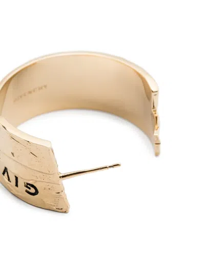 Givenchy Logo-engraved Hoop Earrings In Gold