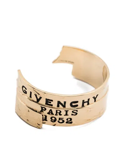 Givenchy Logo-engraved Hoop Earrings In Gold