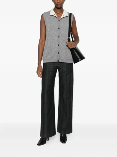 Oliver Lattughi Ribbed Button-front Vest In Gray