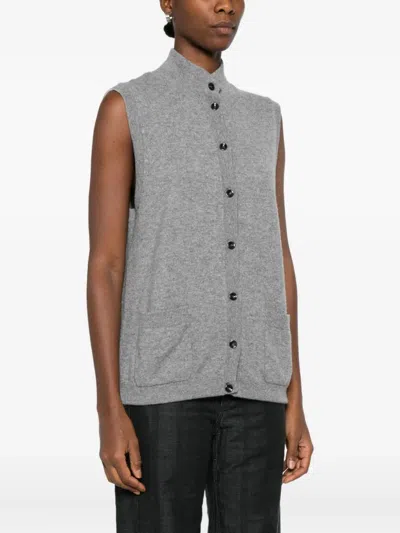 Oliver Lattughi Ribbed Button-front Vest In Gray