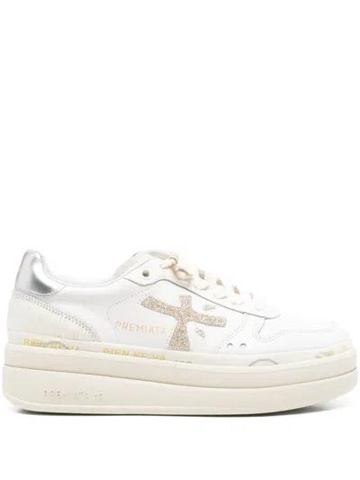 Premiata Panelled Sneakers In White