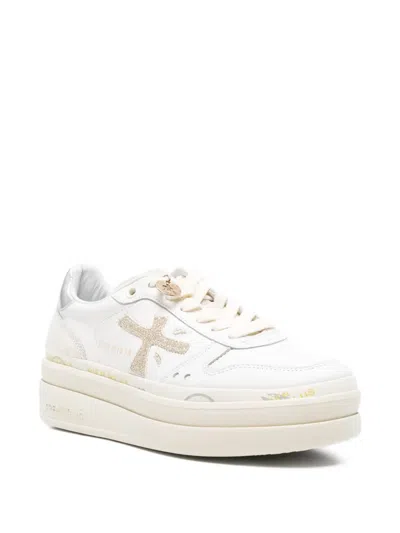 Premiata Panelled Sneakers In White