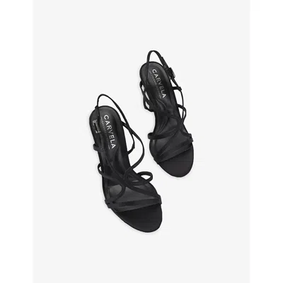 Carvela Womens Black Viola Satin Heeled Sandals Eur 40 / 7 Uk In Black