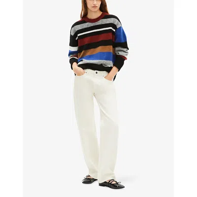 The Kooples Womens Multicolor Striped Relaxed-fit Wool-blend Jumper Xs In Multi