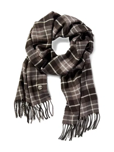 Timberland Checkered Scarf Fringed Edges In Multi