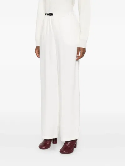 White Sand Drawstring Buckle Trousers In White