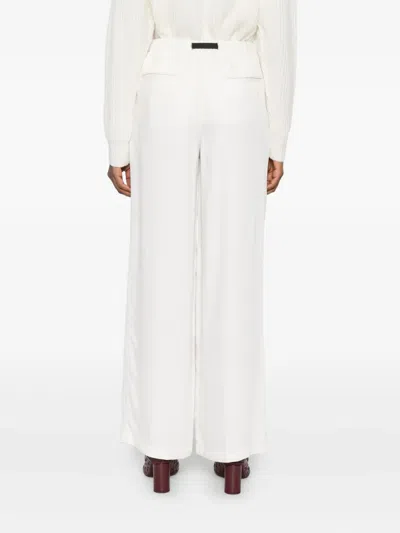 White Sand Drawstring Buckle Trousers In White