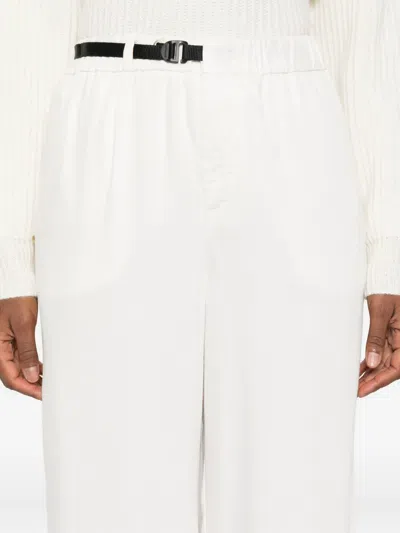 White Sand Drawstring Buckle Trousers In White