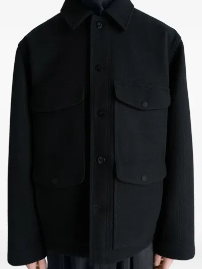 Lemaire Patch-pocket Buttoned Shirt Jacket In Black