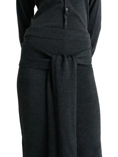 Lemaire Trompe Loeil Skirt Anthracite In Gray