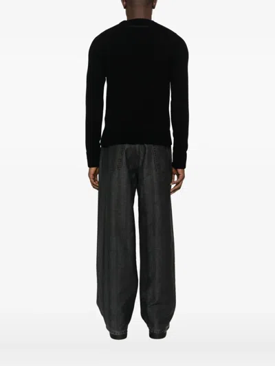 Sacai Round-neck Sweater In Black