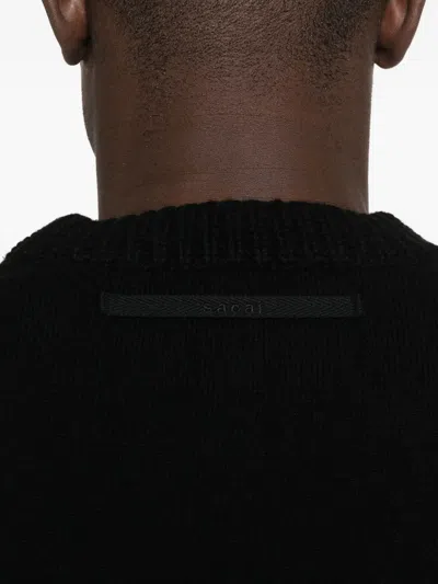 Sacai Round-neck Sweater In Black