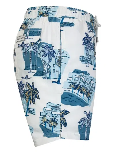 Bluemint Graphic-print Drawstring Shorts In White