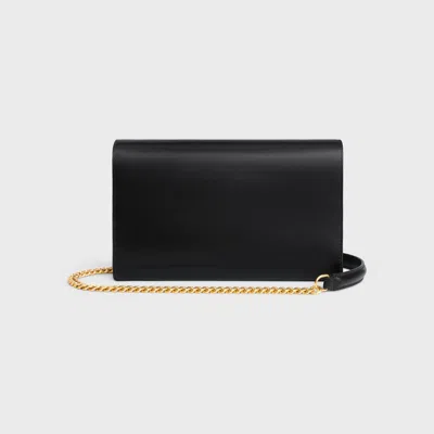 Celine Envelope Wallet On Chain In Shiny Calfskin In Black