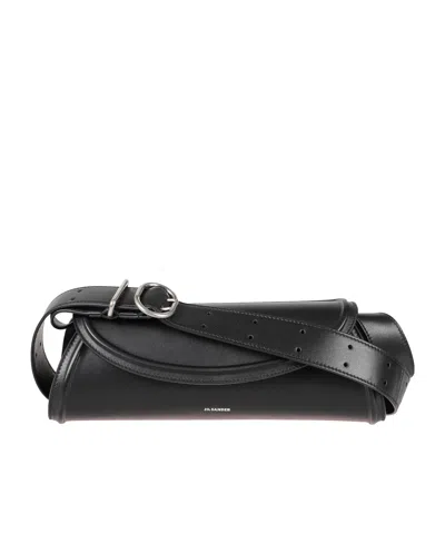 Jil Sander Cylindrical Shoulder Bag In Black