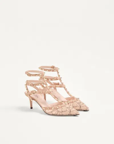 Valentino Rockstud 65 Lace And Suede Pumps In Multi