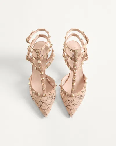 Valentino Rockstud 65 Lace And Suede Pumps In Multi