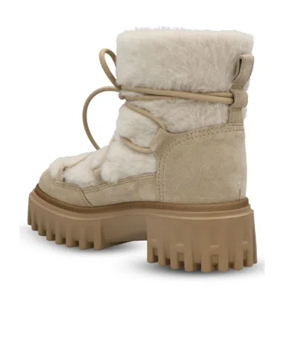 Hogan H700 Shearling-trimmed Suede Ankle Boots In Brown