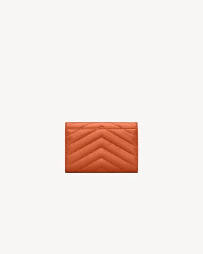 Saint Laurent Cassandre Matelassé Small Envelope Wallet In Quilted Lambskin In Burgundy