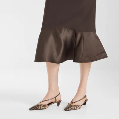 Fendi Low-heel Slingbacks In Printed Karung In Animal Print