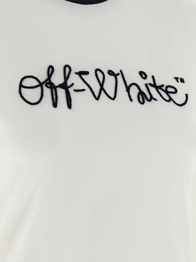 Off-white T-shirt With Embroidered Logo In White