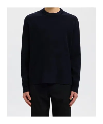 Selected Crew Neck Long-sleeved Sweater In Black