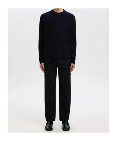 Selected Crew Neck Long-sleeved Sweater In Black