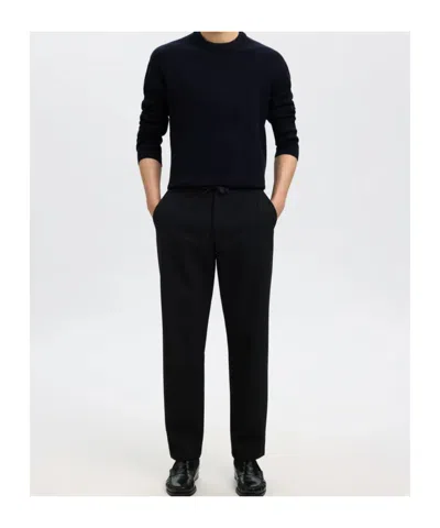 Selected Crew Neck Long-sleeved Sweater In Black