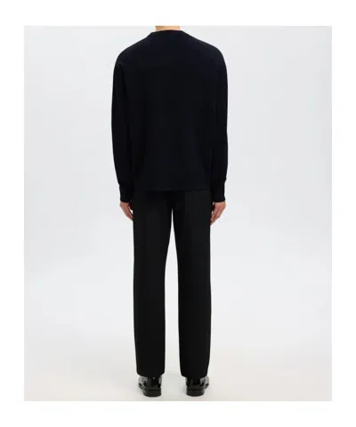 Selected Crew Neck Long-sleeved Sweater In Black